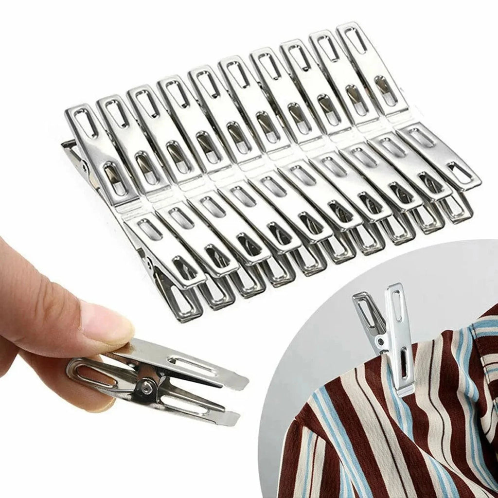 20pcs Super Strong Stainless Steel Clothes Pegs Washing Line Laundry Clip Garden