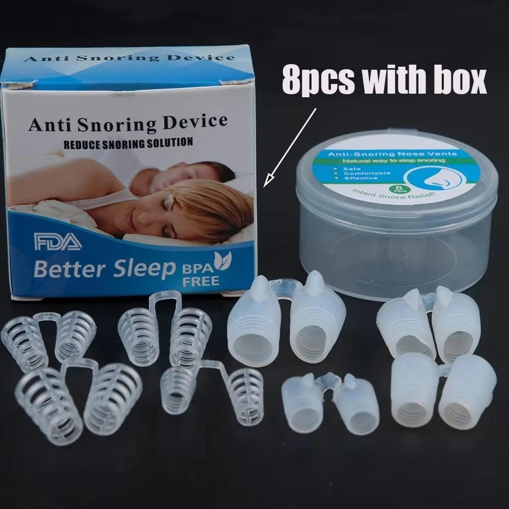 8pc Nasal Dilator Anti Snoring Easy Breathe Nose Clip Stop Snore Silicone Aid.